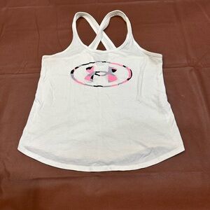 Under Armour White Crossback Tank with Pink & Black Logo